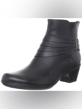Clarks Bendables Ingalls Pecos Black Leather Ankle Boots Size 7M